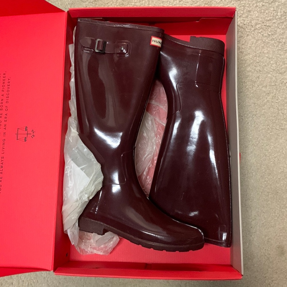 Burgundy hunter boots